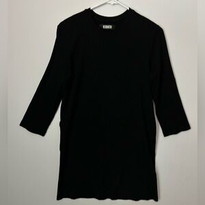 Reformation Black 3/4 Sleeve Ribbed Dress Medium
